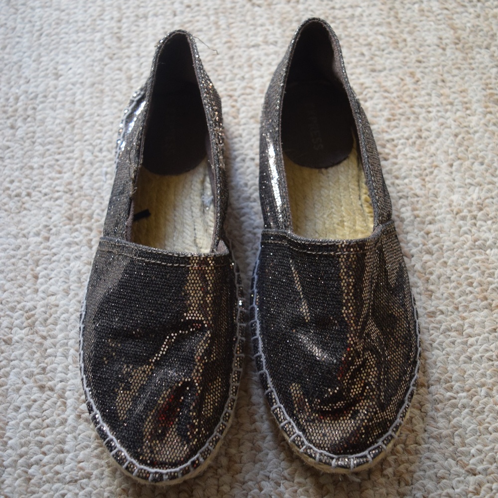 Express Bronze Sparkle Espadrille Flat